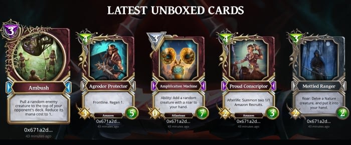 gods unchained cards