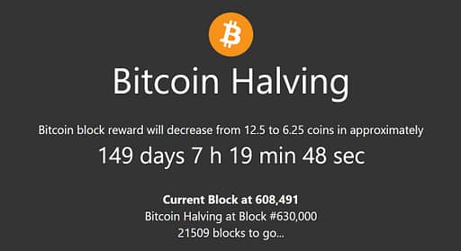 coingecko bitcoin halving countdown clock