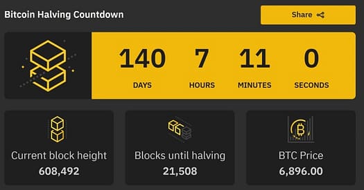 binance bitcoin halving countdown clock